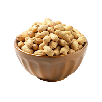 Peanuts in a bowl isolated on Transparent background.