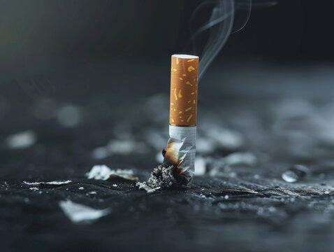 An extinguished cigarette with smoke fading away, representing the end of smoking and the beginning of recovery