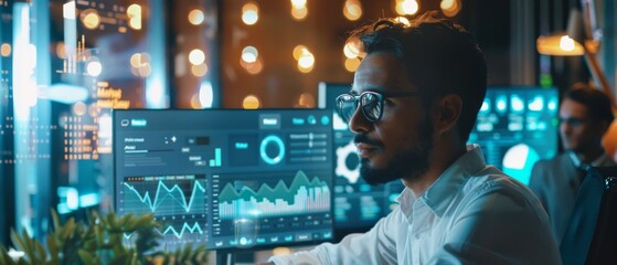 A digital financial advisor avatar, providing personalized investment guidance in a virtual office