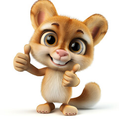 Obraz premium A 3d cartoon cute and smiling character giving a thumbs up. 