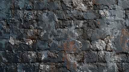 Dark gray brick wall as background with place for text, stone texture