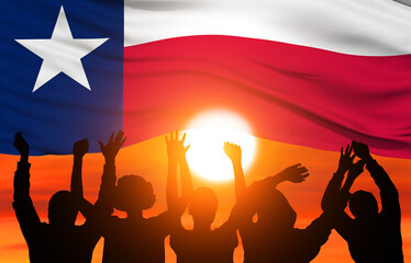 Flag of Texas on the sky background. Holiday concept. 3d illustration