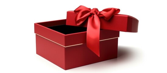 Red gift box with ribbon isolated on white background.AI generated image