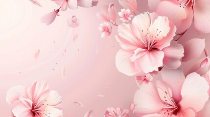 Obraz na płótnie Canvas beautiful flowers light pink background.vector illustration.banner with central text area