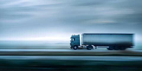 Efficient Commercial Hauling: A Moving Semitruck in Action Displaying Speed and Precision. Concept Commercial Hauling, Moving Semitruck, Speed, Precision, Efficient Operations - obrazy, fototapety, plakaty
