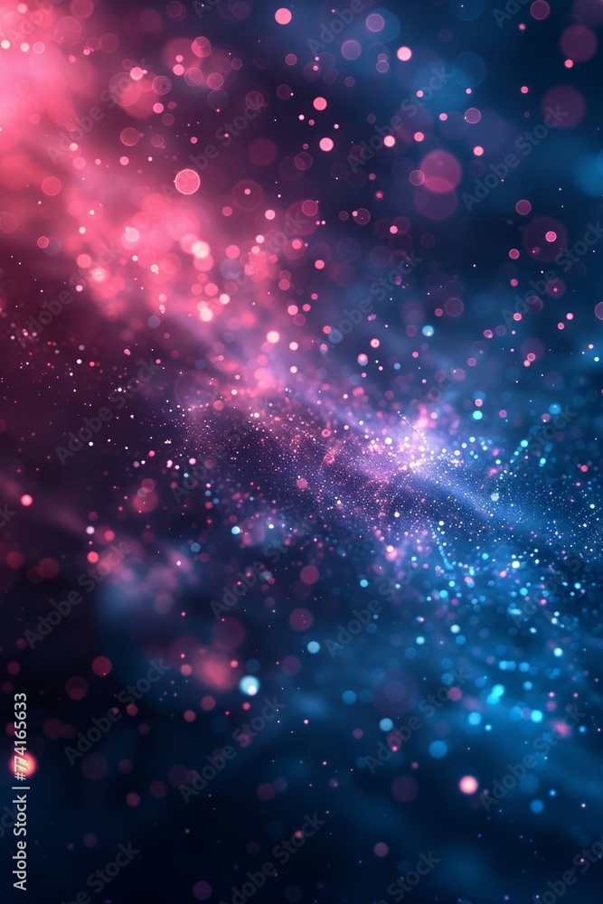 Poster the vibrant blue and pink backdrop is adorned with numerous intricate patterns of lines and dots, cr