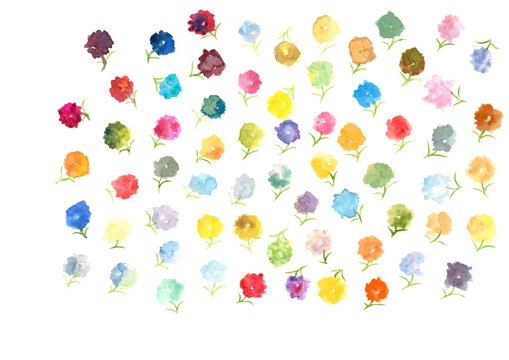 水彩で描いたかわいい小花のイラスト素材