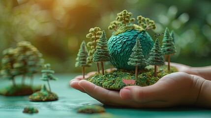 Miniature Forest World in Human Hands - 774166235