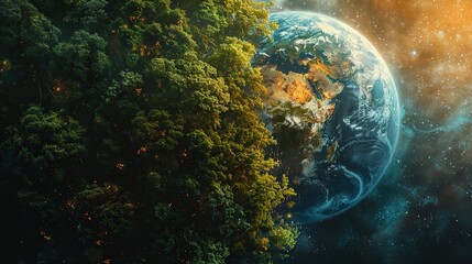 Forest Merging with Earth in Space Concept - 774166668