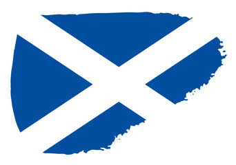 Scotland flag with palette knife paint brush strokes grunge texture design. Grunge brush stroke effect - obrazy, fototapety, plakaty