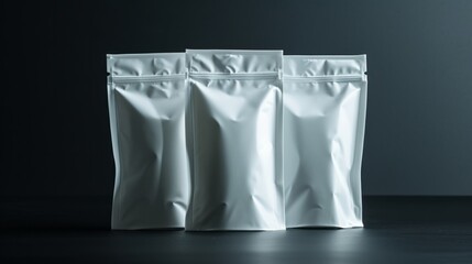 White plain empty food bags for your lettering and product advertising, template mockup for your food advertisement