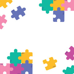 Background with Puzzles Poster. Vector graphics