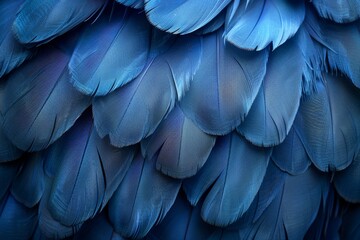 A compelling image of rich blue bird feathers that showcase a soothing blend of color and softness