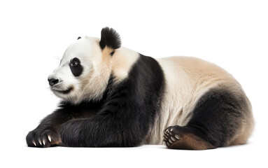 Lateral view of a giant panda reclining
