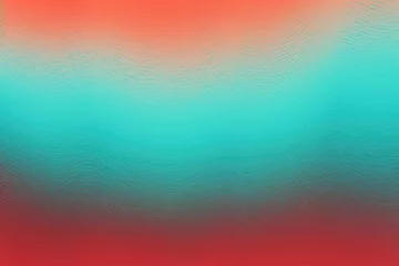 Fototapete Rund Turquoise red gradient wave pattern background with noise texture and soft surface gritty halftone art  © Lenhard