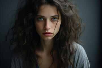 Naklejka premium AI generated picture of woman suffering from depression and mental health crisis
