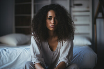 Obraz premium AI generated picture of young person suffering from depression and insomnia