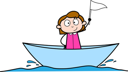 a cute girl in a boat