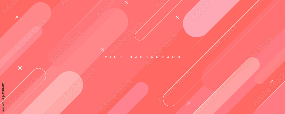 Poster pink geometric shape background smooth color design vector