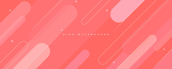 Pink geometric shape background smooth color design vector