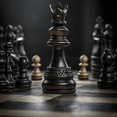 Chess Pieces on Chessboard: A Strategic Battle on the Board
