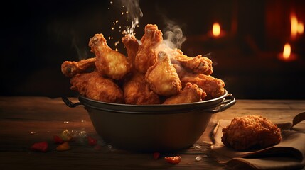 Chicken wings in a bowl. food advertisement. 