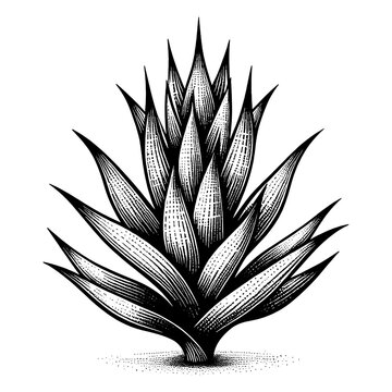 black and white agave plant drawing clip art preview