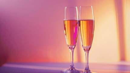 Two glasses of champagne, Valentine's Day concept