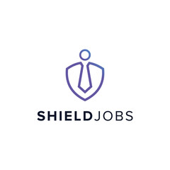 jobs and shield monogram simple sleek creative modern logo design