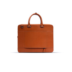 Beautiful luxury leather classic bag, briefcase, diplomat, for office, for laptop, clipping, acessories, mobile, white background