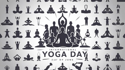 Naklejka premium 21 June- international yoga day, woman in yoga body posture.