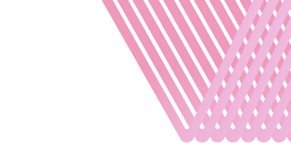 White background with pink abstract tubes, abstract background with lines, pink and white striped background 3D