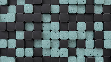 Abstract background with blue and black rounded boxes. 3d render illustration - 774182005