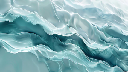 Soft waves of aqua blue silk with a serene and calming abstract design, evoking tranquility. - obrazy, fototapety, plakaty
