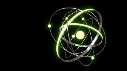 Abstract plutonium concept. Nuclear reaction. 3d render illustration