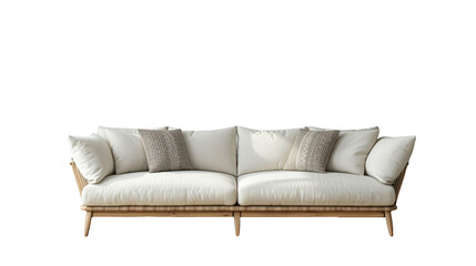 Minimalist Sofa and Scandinavian Decor on Transparent Background