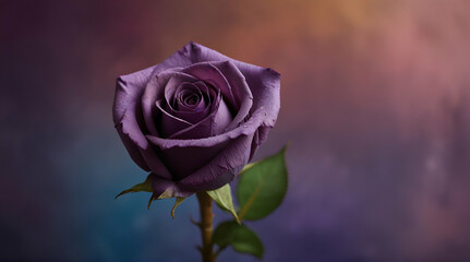 dry purple rose on the artist's palette. rose on a colorful background.generative.ai