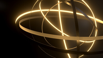Abstract luxury background with glowing and black shapes. 3d render illustration - 774184091