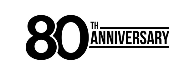 80th anniversary celebration label. Eighty years jubilee congratulation card vector template. Happy birthday sign. Event invitation.