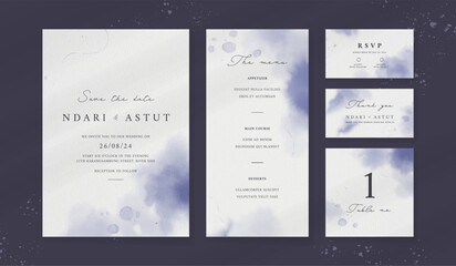 Abstract watercolor wedding invitation template. set of wedding stationery. luxury card and poster background.