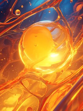 Captivating Amber Sphere of Ovulating Egg Cell in Fallopian Pathway