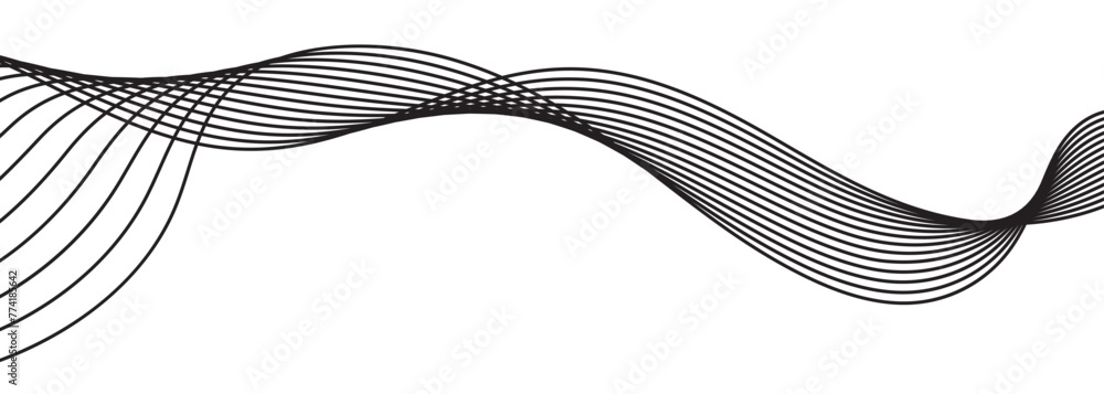 Poster thin line wavy abstract vector background. curve wave seamless pattern. line art striped graphic tem