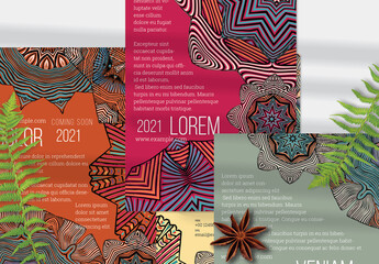 Flyer Layout with Mandala and Ethnic Tribal Lace Flower Elements - obrazy, fototapety, plakaty