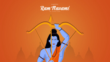 Happy Ram Navami festival of India Social Media Post - obrazy, fototapety, plakaty