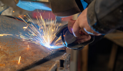 welding of metal in the industrial factory