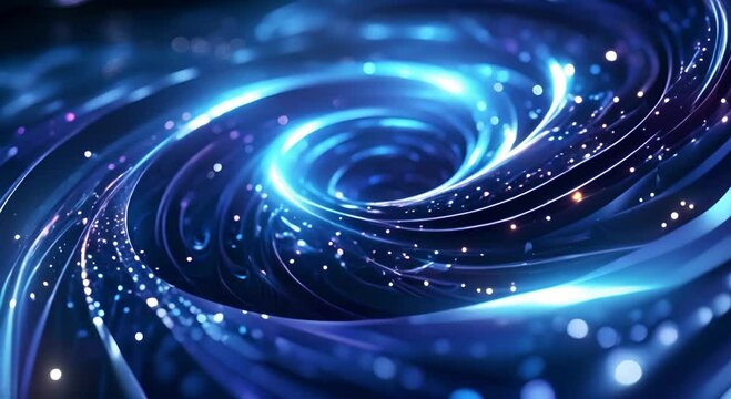 vortex bright blue three-dimensional with ligthning particles - generative ai