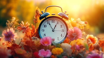 clock on autumn background