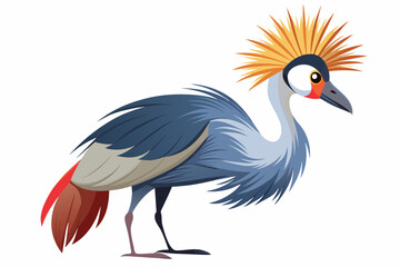 happy Grey Crowned Crane on white background 