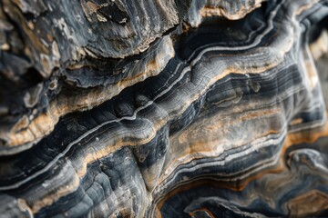 Close-up of the intricate layers and textures in a sedimentary rock formation.