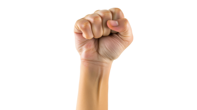 fist hand gesture isolated on transparent background